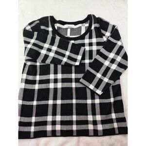 Liz Claiborne Women's Medium Black And‎ White 3/4 Sleeve Sweater